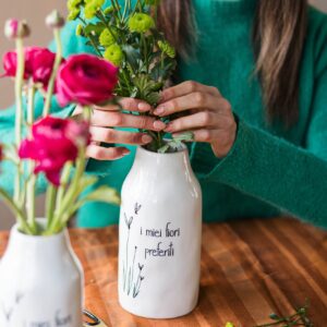 Vaso Portafiori in gres I miei fiori preferiti - Ø 10 x H 21 cm Simple Day