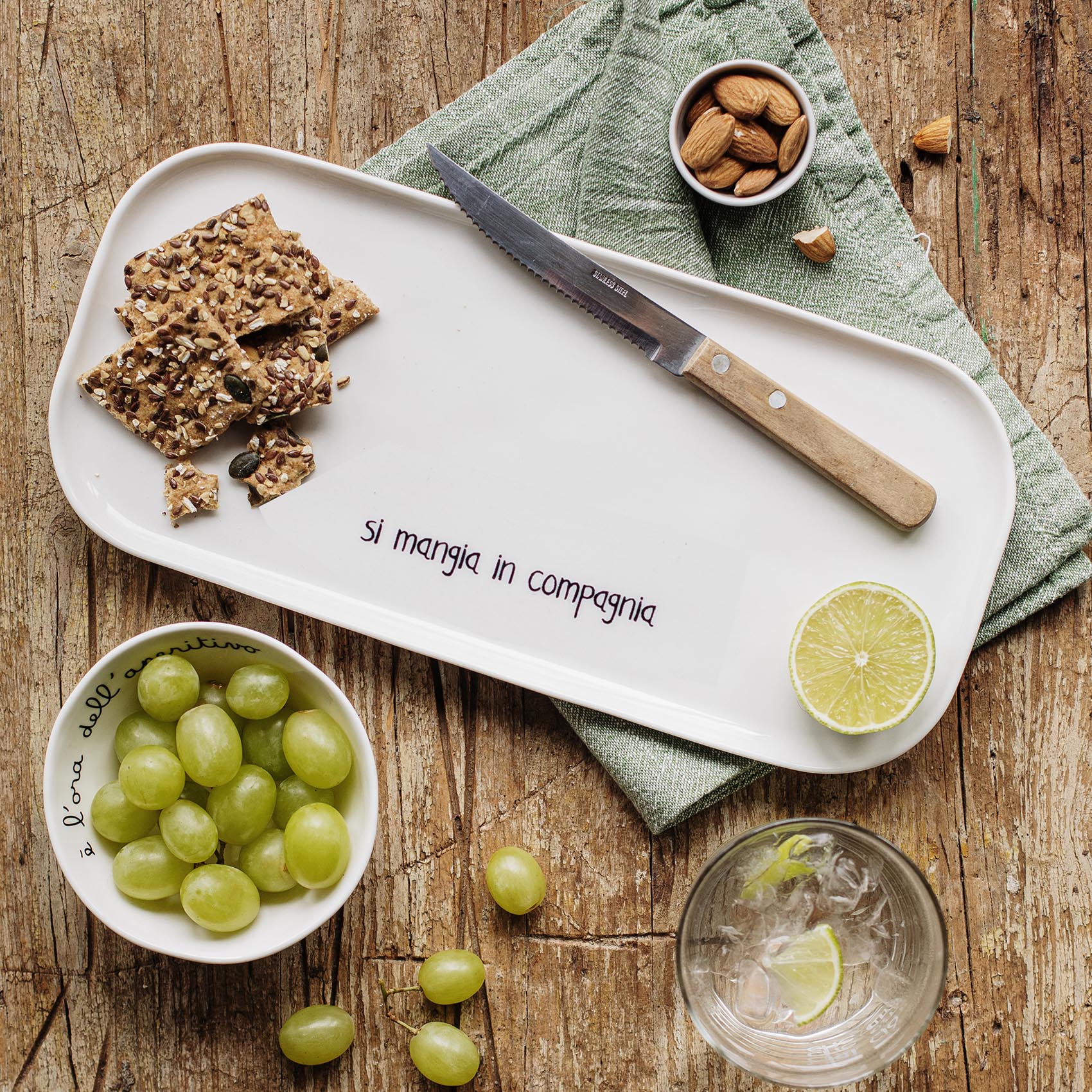 Vassoio rettangolare Si mangia in compagnia Simple Day