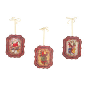 Set 3 terghette Tag Babbo Natale arrugginiti assortiti Nuvole di Stoffa