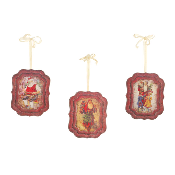 Set 3 terghette Tag Babbo Natale arrugginiti assortiti Nuvole di Stoffa