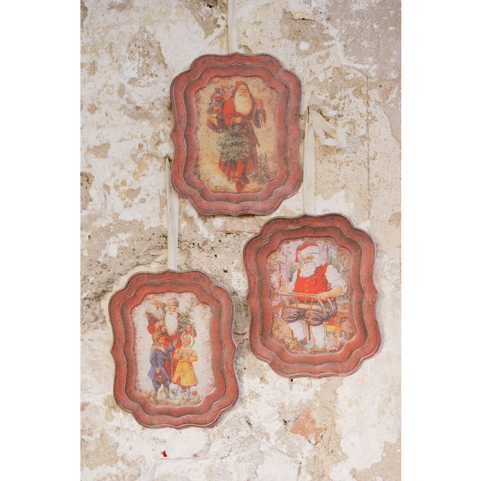 Set 3 terghette Tag Babbo Natale arrugginiti assortiti Nuvole di Stoffa - immagine 2