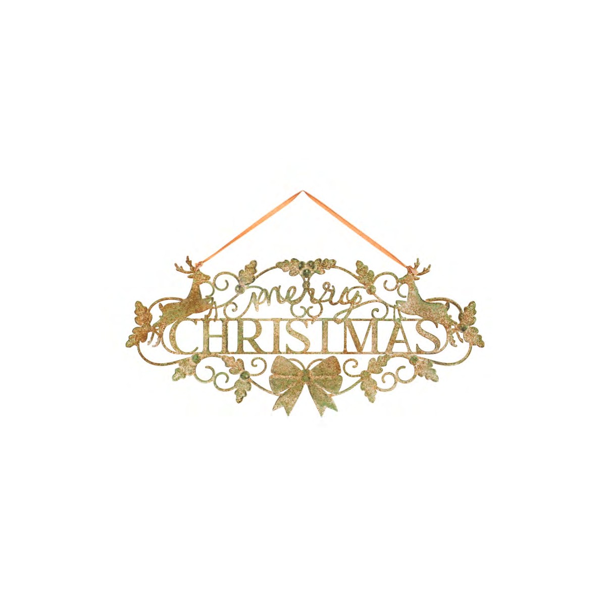 Ghirlanda Merry Christmas con renne Silent Gold – Nuvole di Stoffa