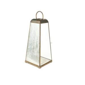 Lanterna trapezoidale in metallo e vetro H 66 cm – Nuvole di Stoffa