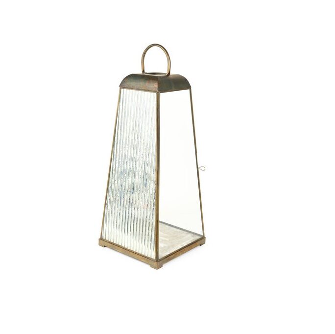 Lanterna trapezoidale in metallo e vetro H 66 cm – Nuvole di Stoffa