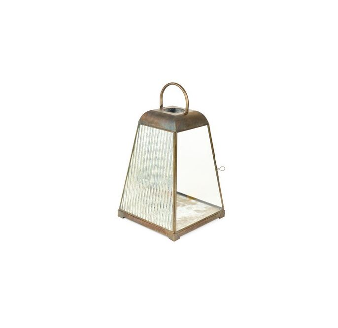 Lanterna trapezoidale in metallo e vetro H 46 cm – Nuvole di Stoffa