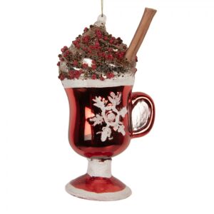 Decorazione natalizia in vetro rossa e marrone 7 × 6 × 12 cm Clayre & Eef