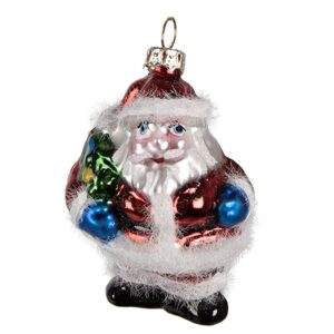 Decorazione da appendere Babbo Natale in vetro 5 × 4 × 8 cm Clayre & Eef