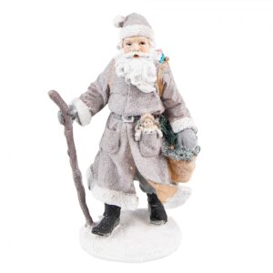 Babbo Natale decorativo grigio e marrone 12 × 9 × 21 cm Clayre & Eef