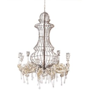 Portacandela sospeso beige e marrone Ø 69 × 93/137 cm Clayre & Eef