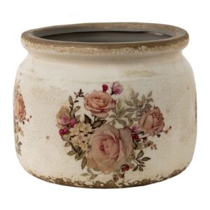 Portavaso rosa e beige Clayre & Eef Ø 15x13 cm