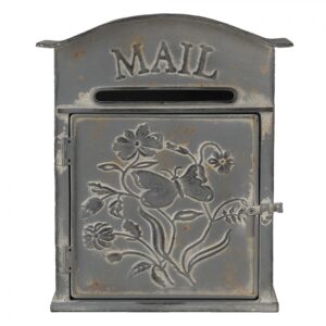 Cassetta postale grigia in metallo 26 × 10 × 31 cm Clayre & Eef