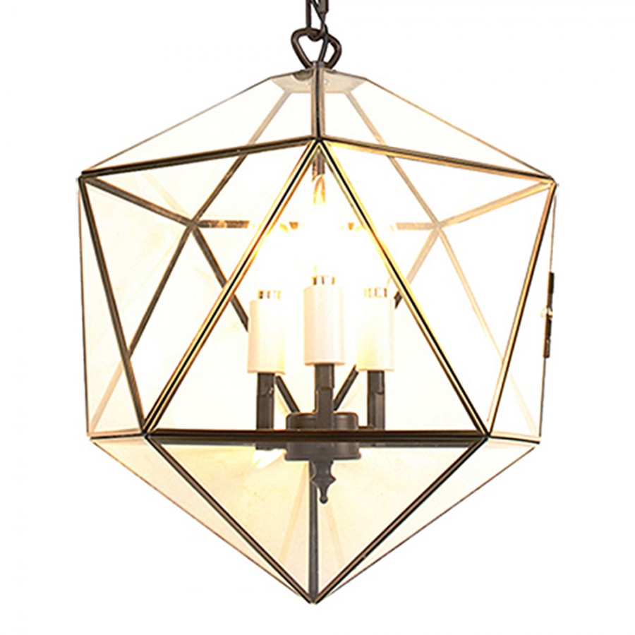 Lampada a sospensione in metallo e vetro 30 × 30 × 135 cm Clayre & Eef