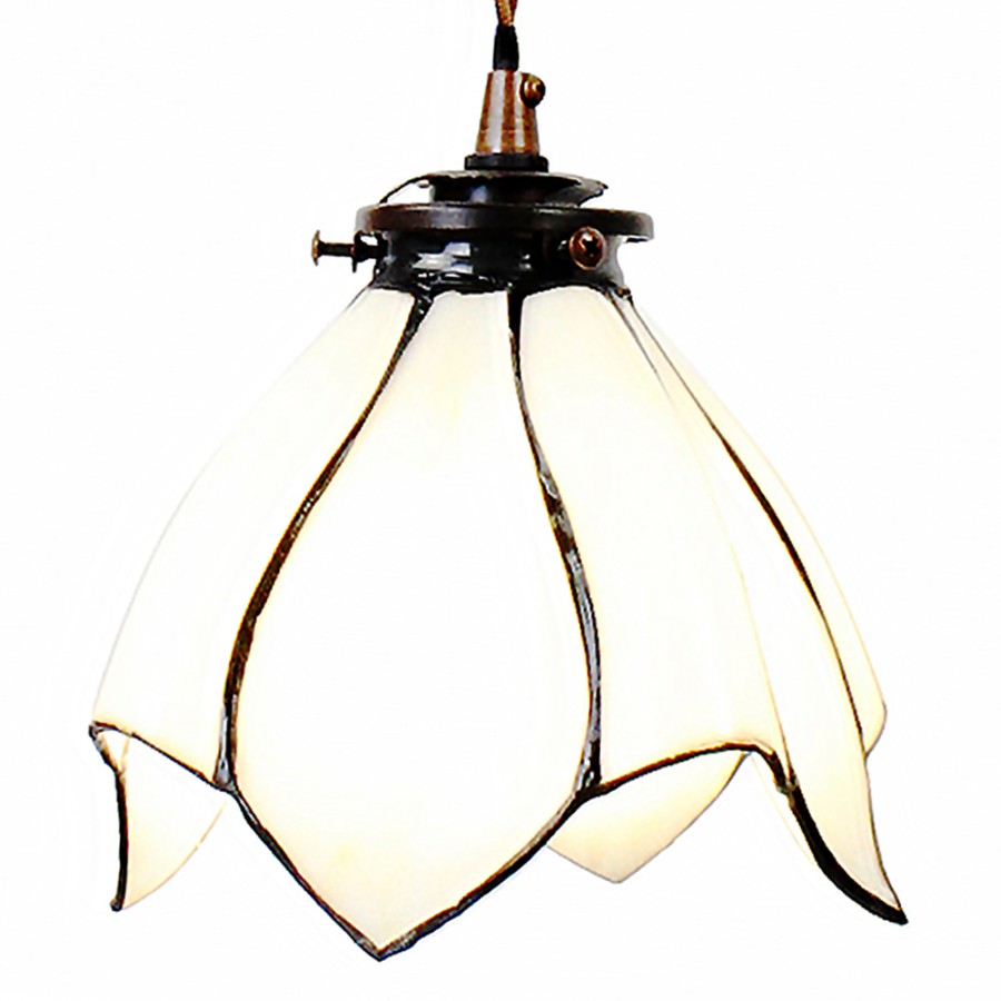 Lampada a sospensione Tiffany bianca Ø 18 × 115 cm Clayre & Eef