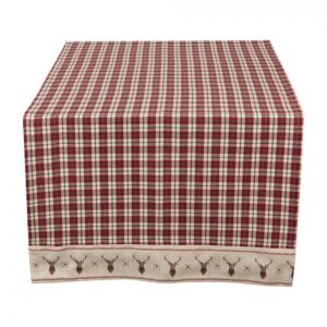 Runner natalizio rosso e beige con cervi e quadri 50 × 140 cm Clayre & Eef