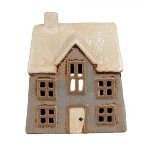 Portacandela casetta grigia e beige 15 × 10 × 17 cm Clayre & Eef