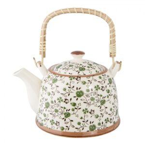 Teiera verde con infusore e fiori 700 ml Clayre & Eef