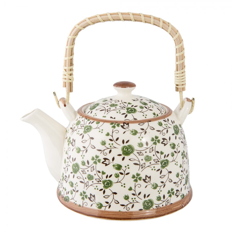 Teiera verde con infusore e fiori 700 ml Clayre & Eef